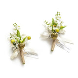 2pcs Artificial Groom Groomsmen Wedding Boutonniere Set