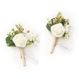 2pcs Artificial Groom Groomsmen Wedding Boutonniere Set