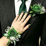 2pcs Artificial Groom Groomsmen Wedding Boutonniere Set